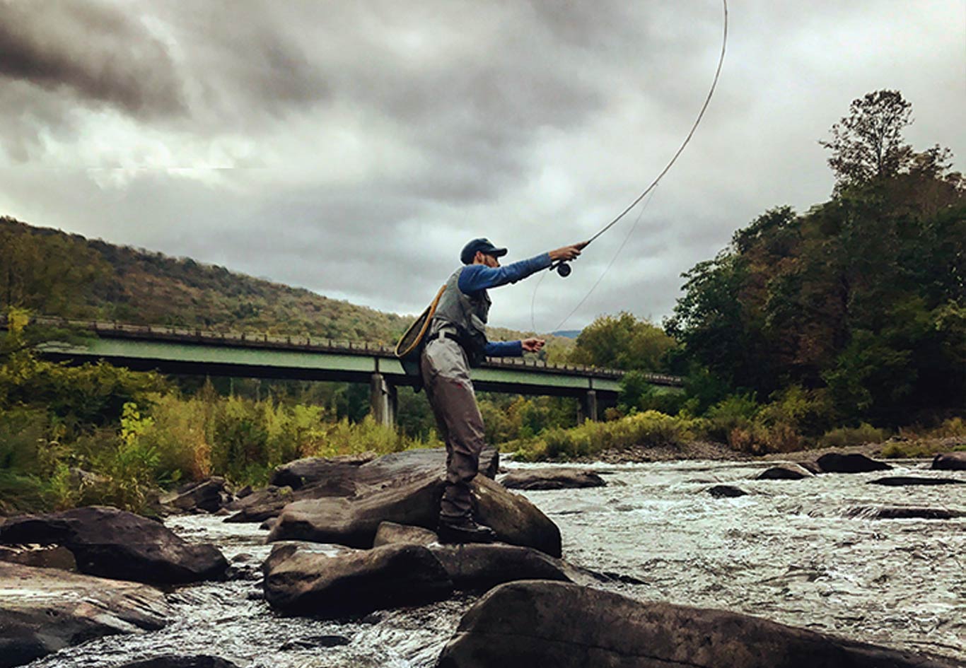 Man fishing in Ulster County, NY