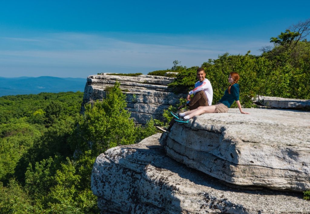 Couple enjoying the view at Sam's Point in Minnewaska State Preserve