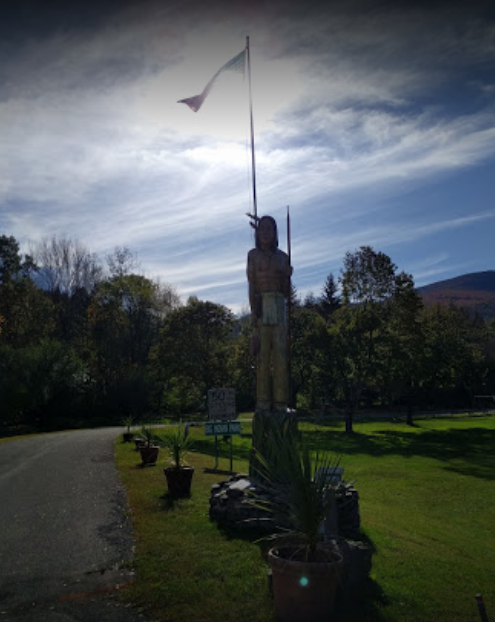 statue of Native American at the entrance of Big Indian Park in Ulster County, NY