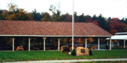 buildings and flagpole in Popp Memorial Park in Ulster County, NY