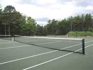 two tennis courts in a park