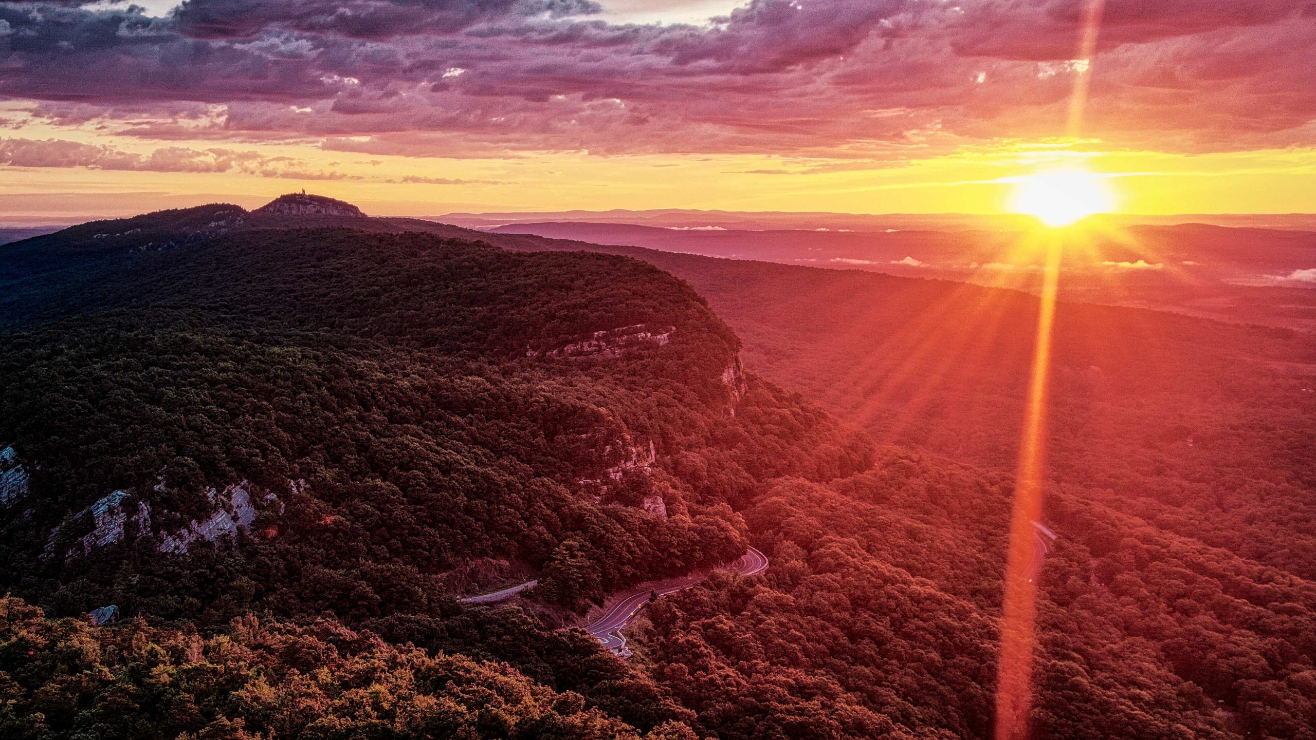 sunset over the hills in New York