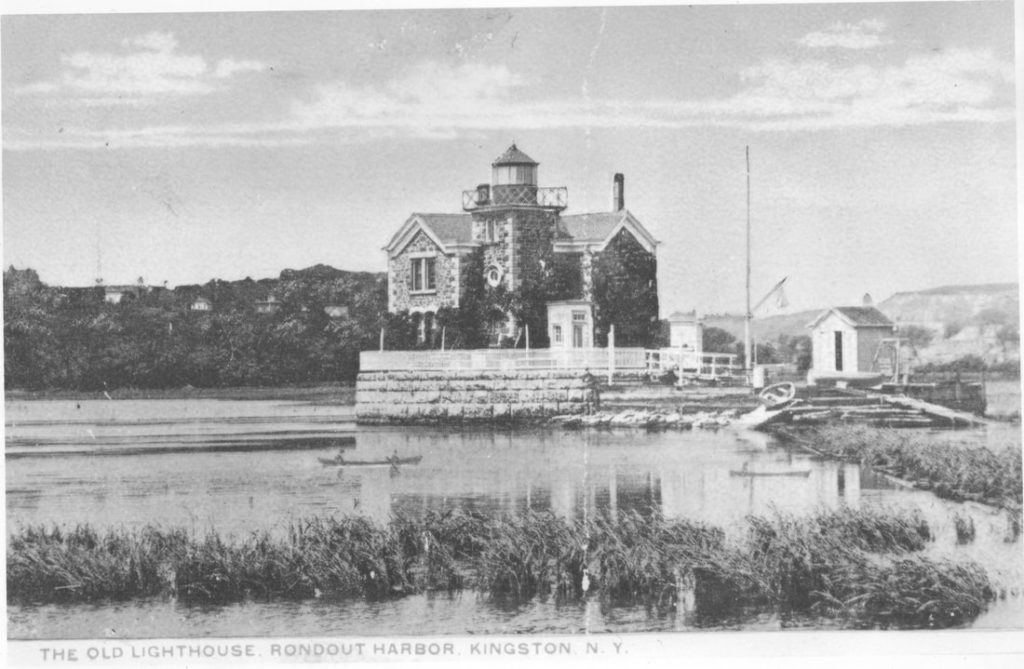 black-and-white-photo of stone lighthouse