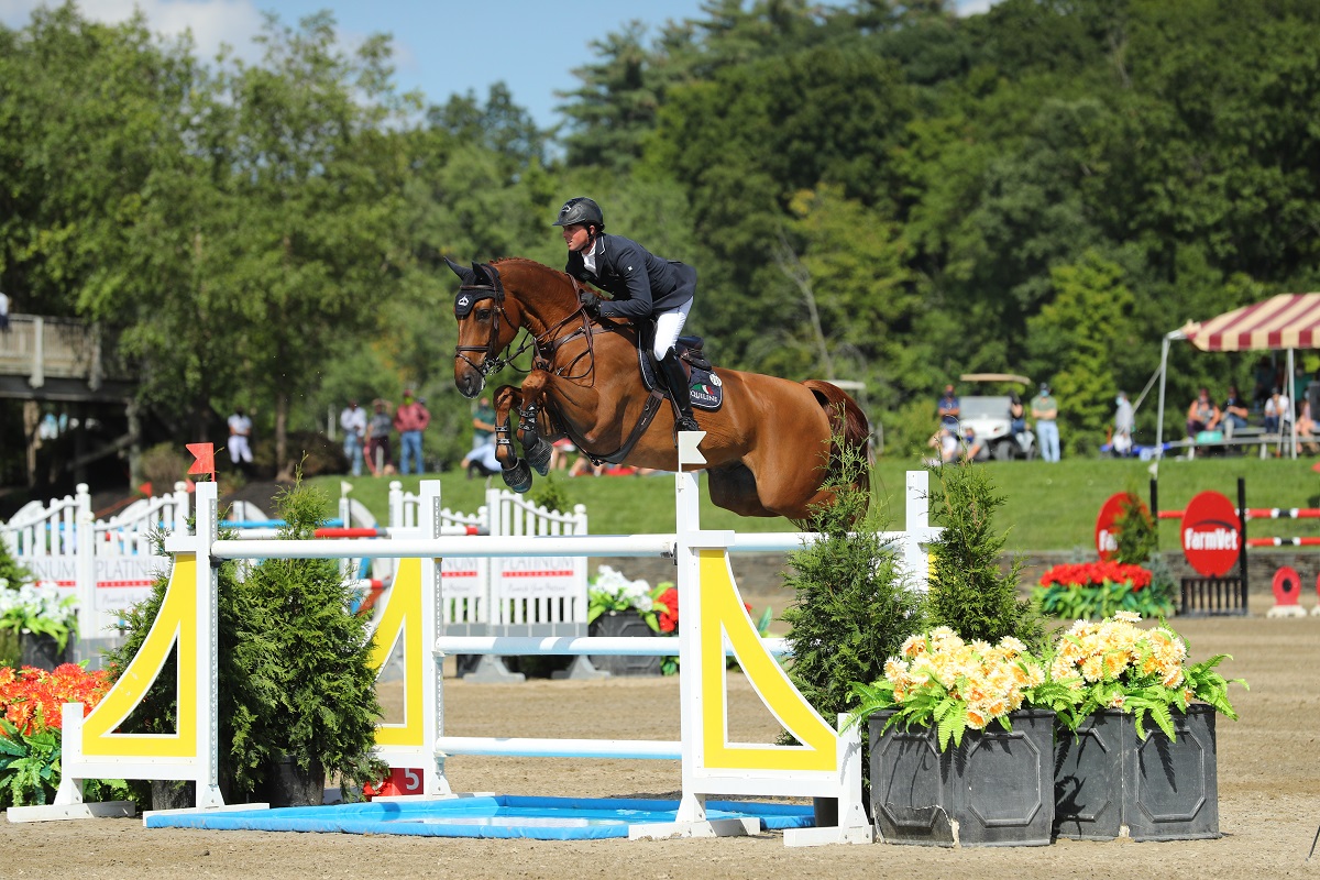 steeplechase competitor and horse jumping over barricade