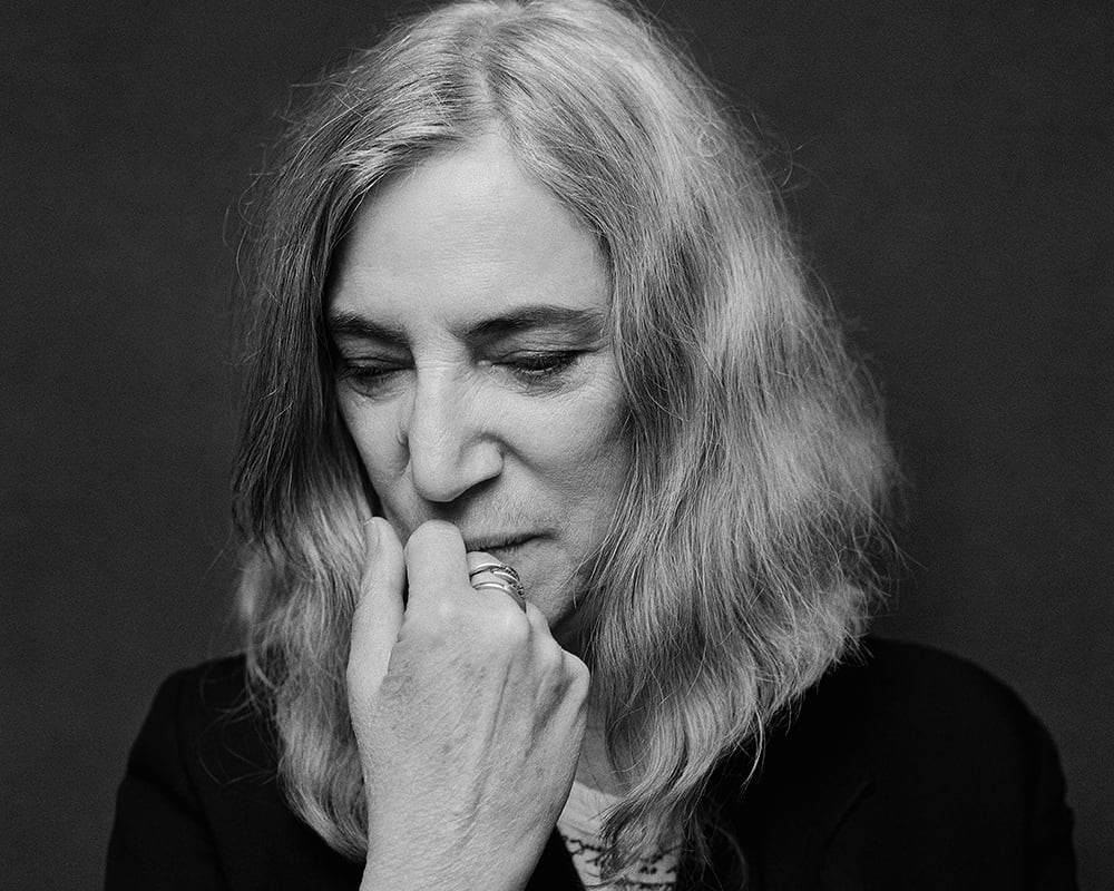 black and white photo of Patti Smith