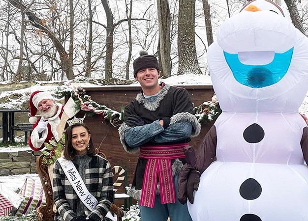 Santa, Miss New York, and characters from the movie Frozen