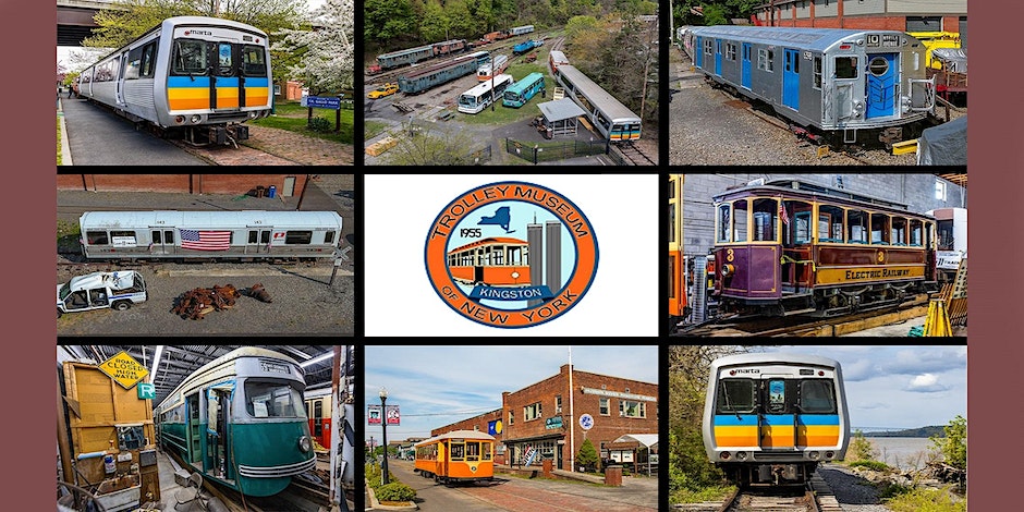 collage of trolleys and trains through the years