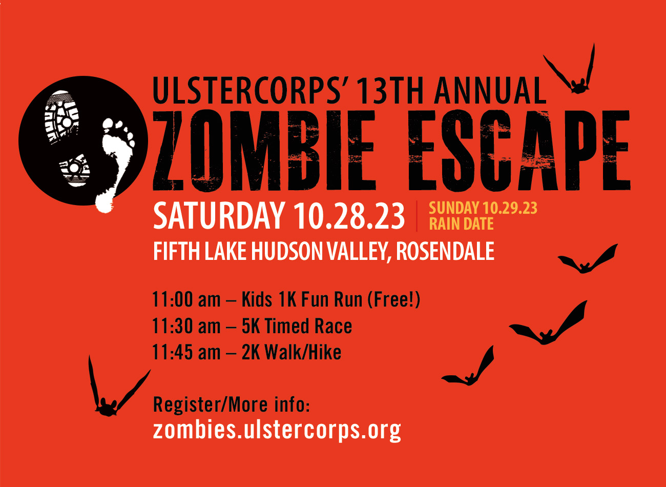 Zombie Escape 5K and 2K events flyer