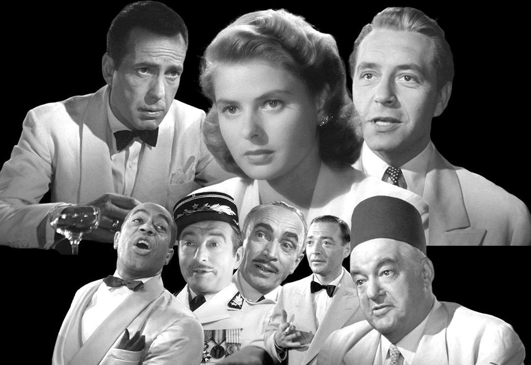 collage of characters from the Casablanca movie
