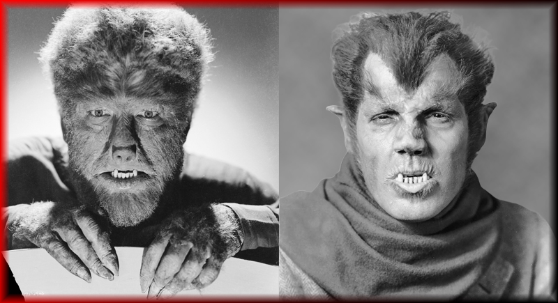 black and white photos of two werewolves