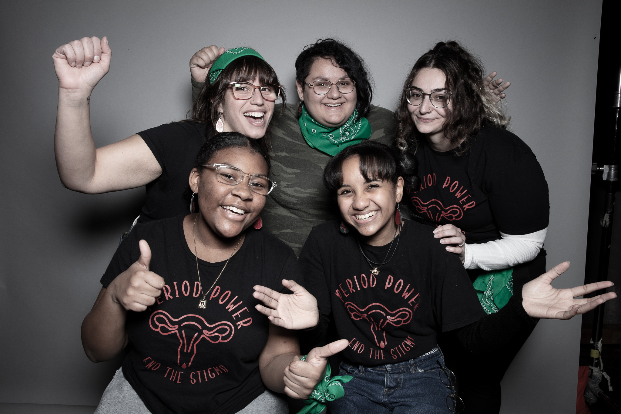 five young ladies in Period Power T-shirts
