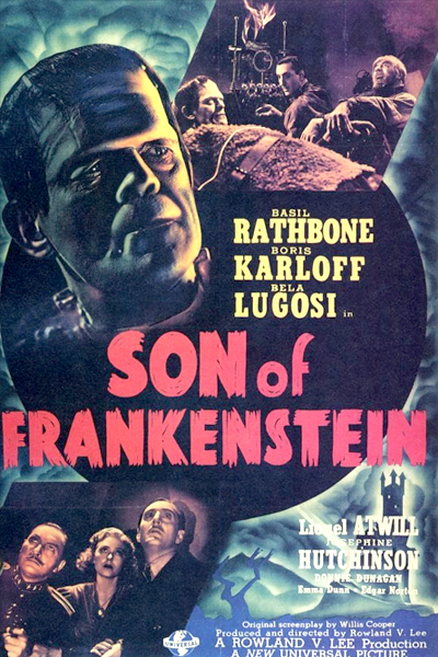 old-fashioned poster for Frankenstein movie