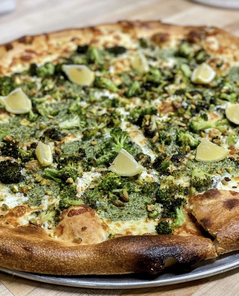 broccoli and lime pizza