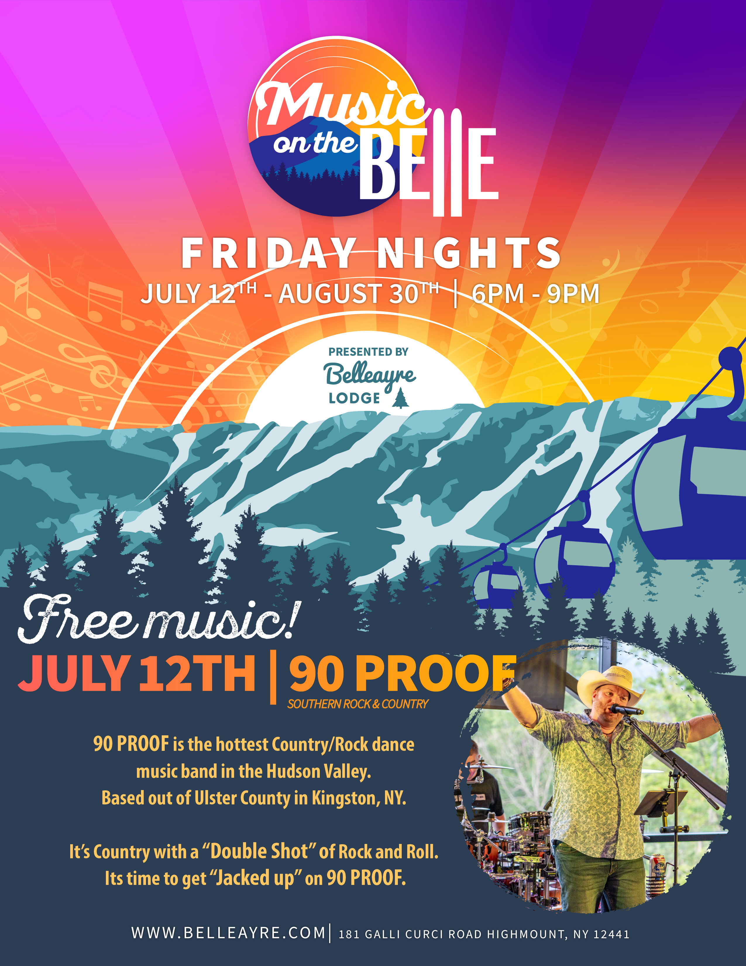 90 Proof Music on the Belle Friday nights flyer July 12th