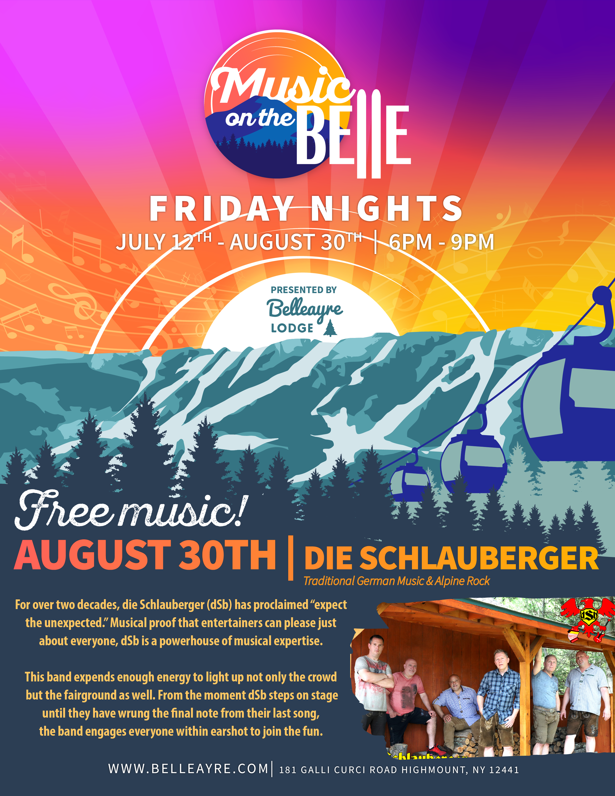 Die Schlauberger Music on the belle friday nights flyer August 30th