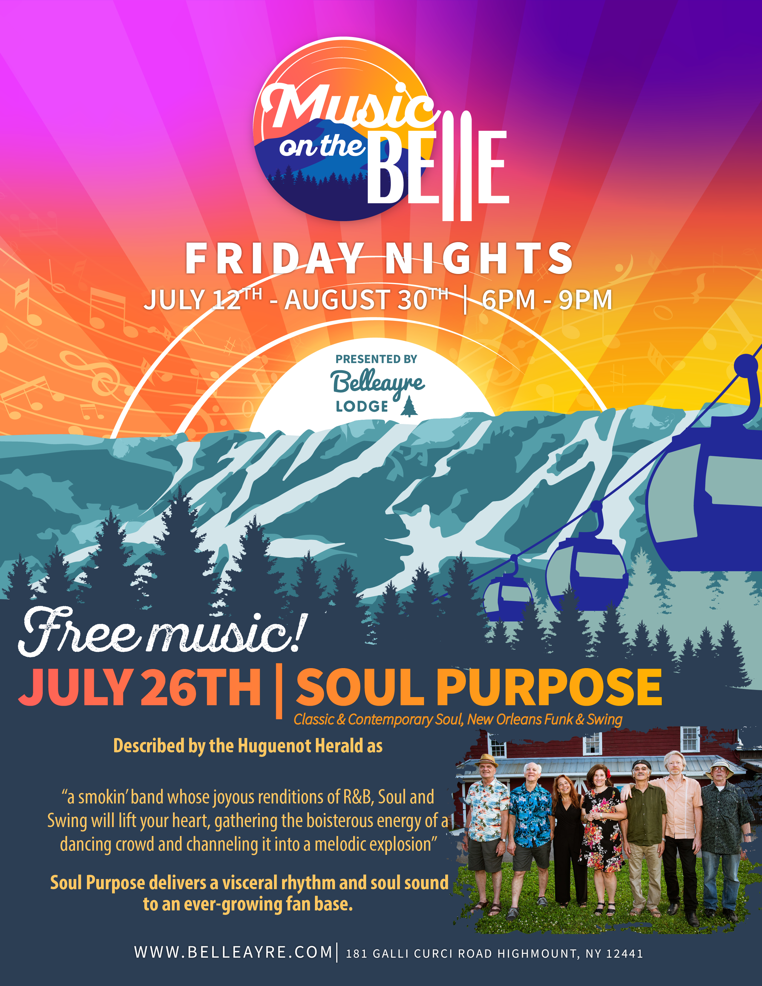 Soul Purpose Music on the Belle Friday nights flyer July 26th