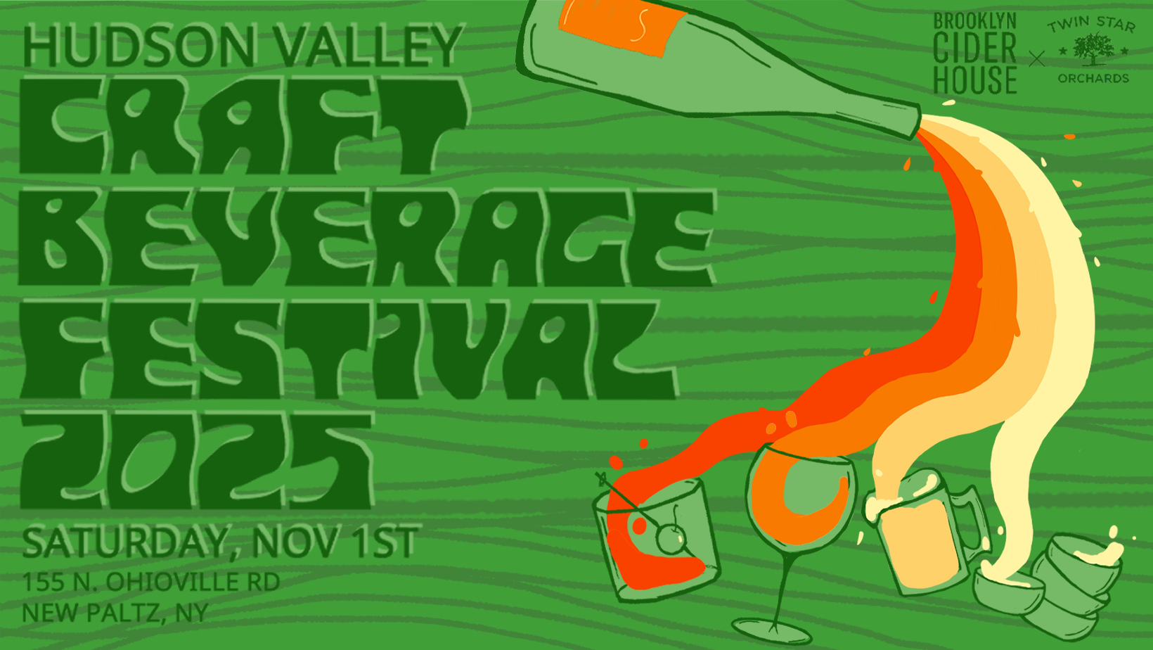 Hudson Valley Craft Beverage Festival 2025, Saturday, Nov 1st, 155 N. Ohioville Rd, New Paltz, NY; Brooklyn Cider House x Twin Star Orchards.